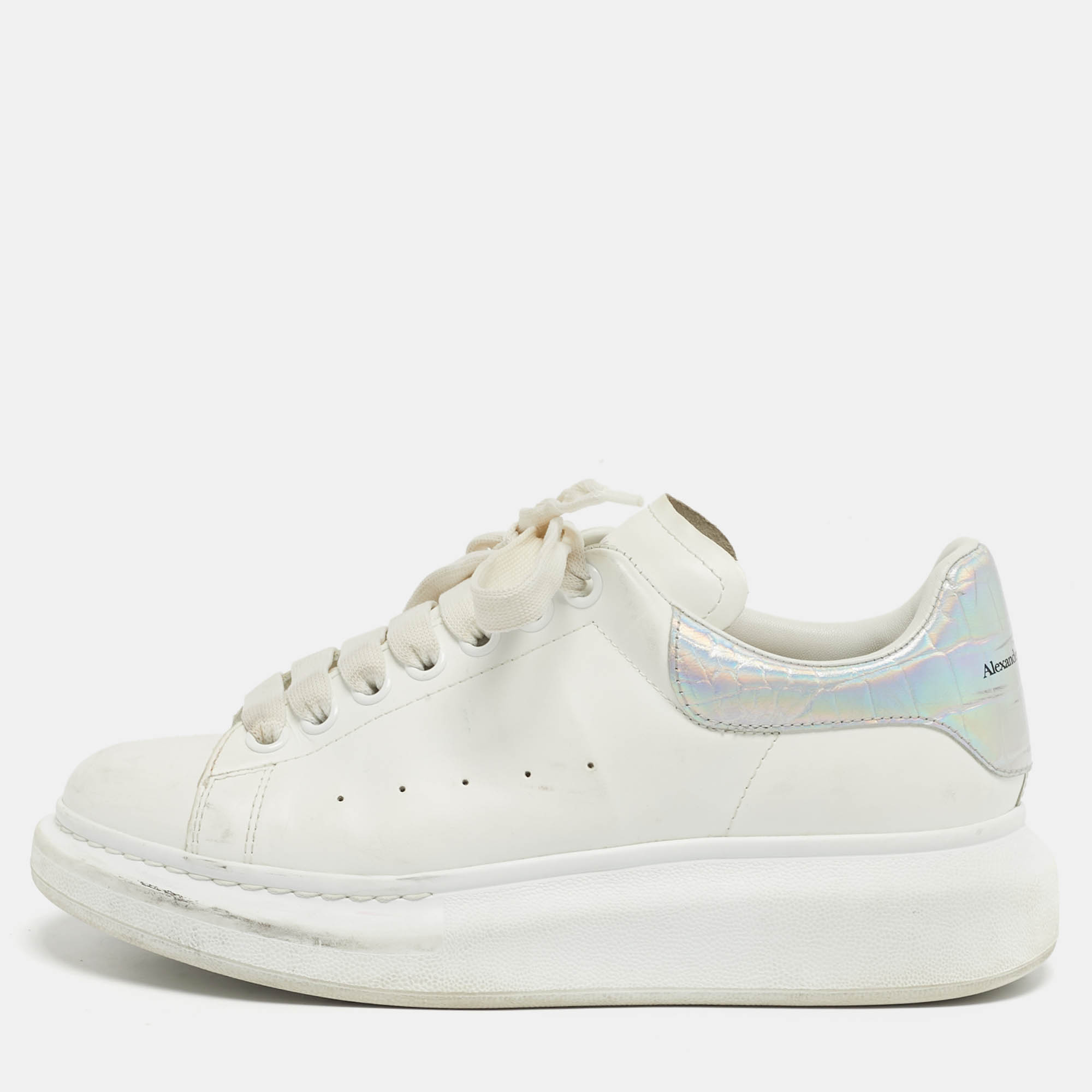 

Alexander McQueen Oversized Size  White Leather and Suede Low Top Sneakers