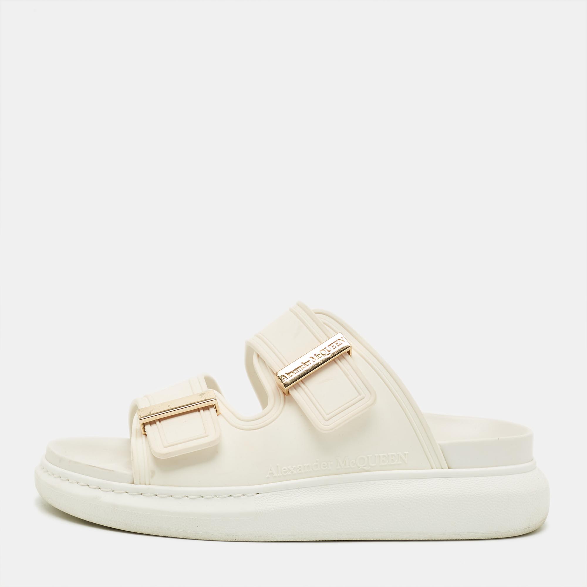 

Alexander McQueen Hybrid Chelsea Size  White Rubber Flat Sandals
