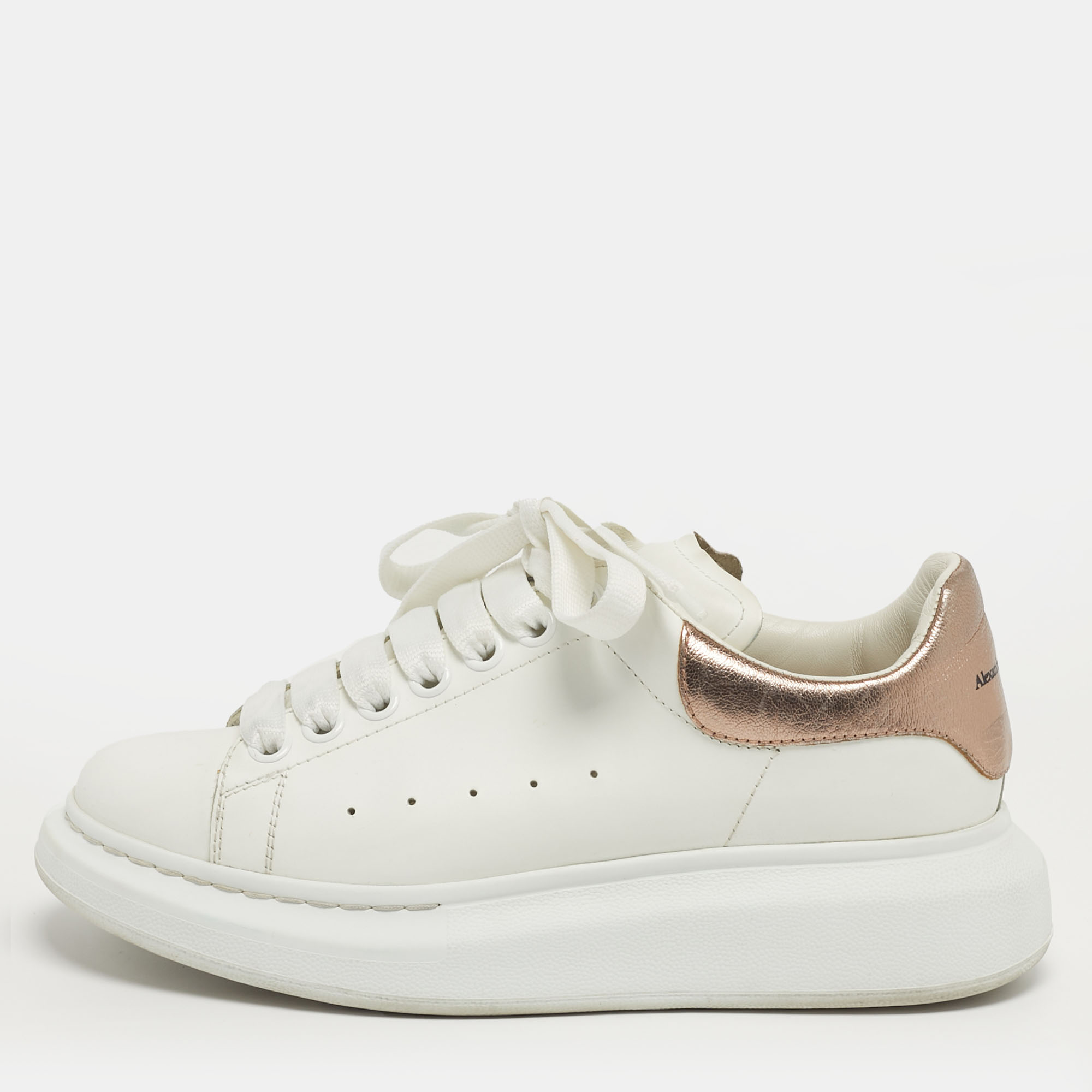 

Alexander McQueen Oversized Size  White/Gold Leather Low Top Sneakers