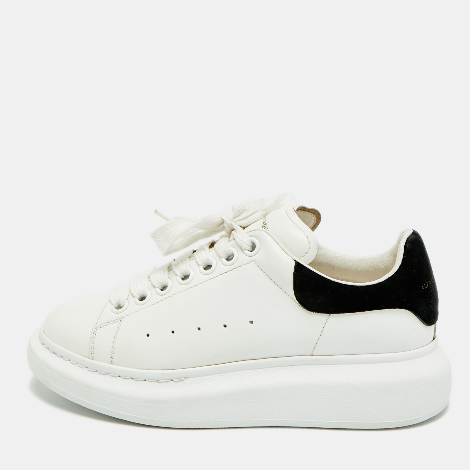 

Alexander McQueen Oversized Size  White/Black Leather and Suede Low Top Sneakers