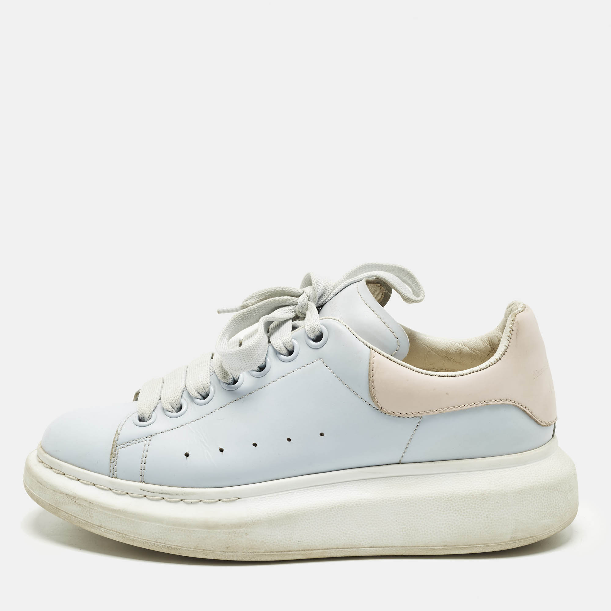 

Alexander McQueen Oversized Size  Blue/Pink Leather Lace Up Sneakers