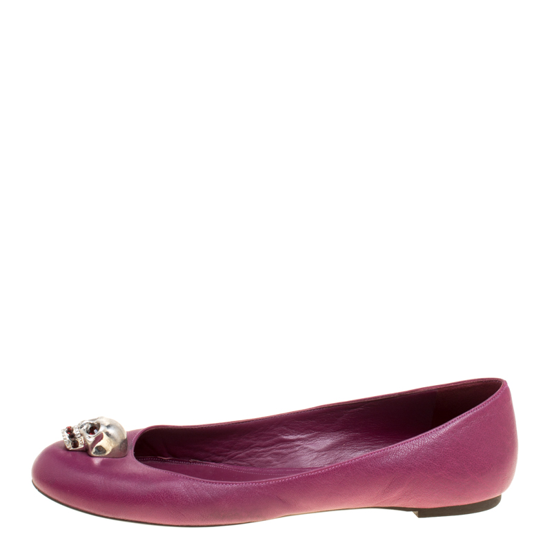 

Alexander McQueen Purple Leather Skull City Ballet Flats Size