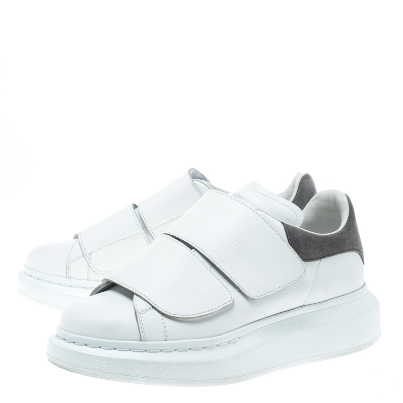 Alexander McQueen White Leather Oversized Velcro Strap Sneakers Size 36 | TLC