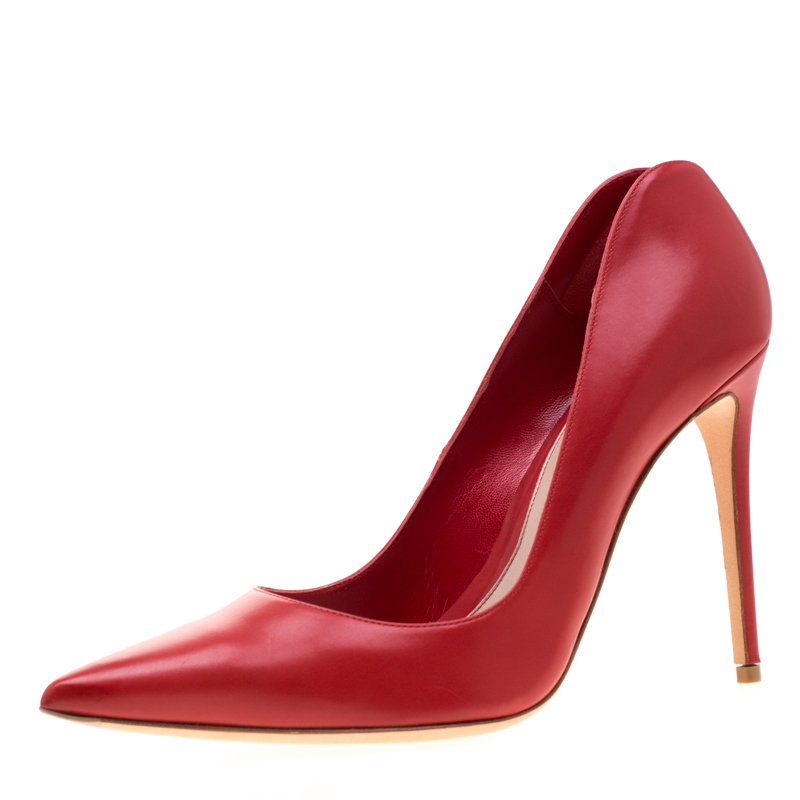 Pre Owned Alexander McQueen Red Leather Pointed Toe Pumps Size 41