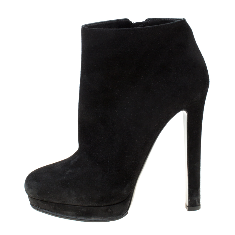

Alexander McQueen Black Suede Platform Ankle Boots Size