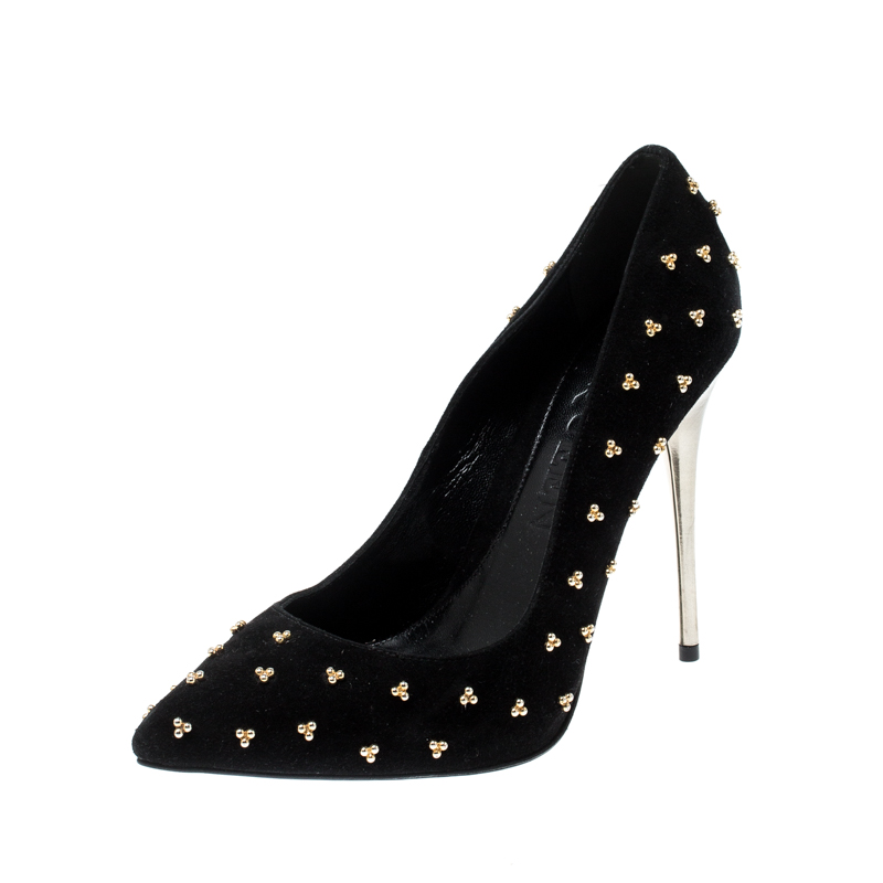 

Alexander McQueen Black Suede Studded Pointed Toe Pumps Size