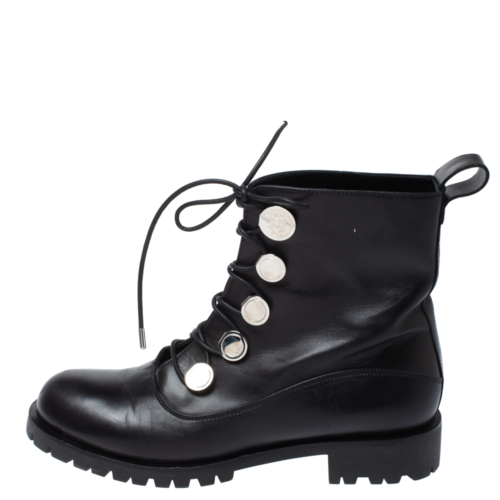 

Alexander McQueen Black Leather Boots Size