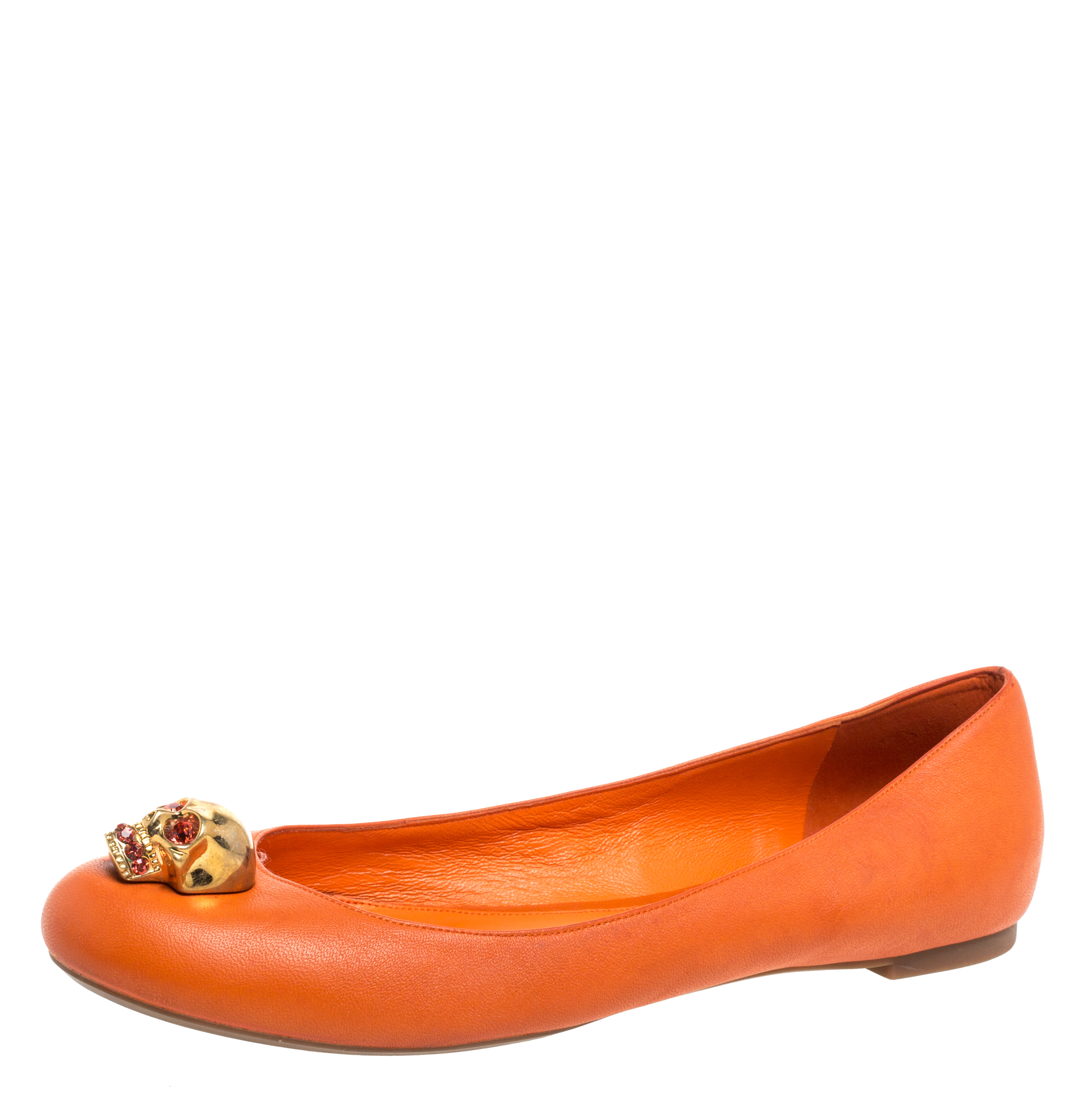 orange pointed toe flats