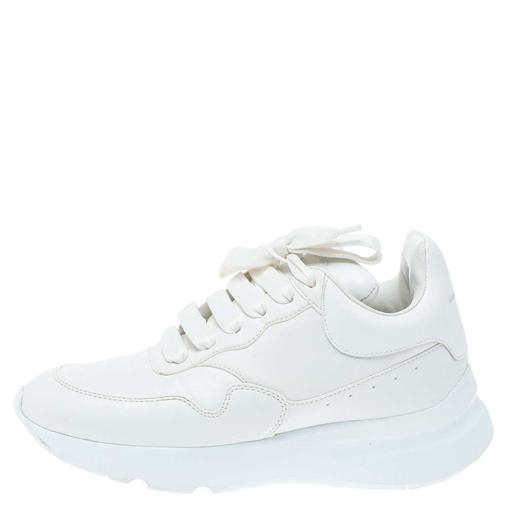 

Alexander McQueen White Leather Low Top Sneakers Size