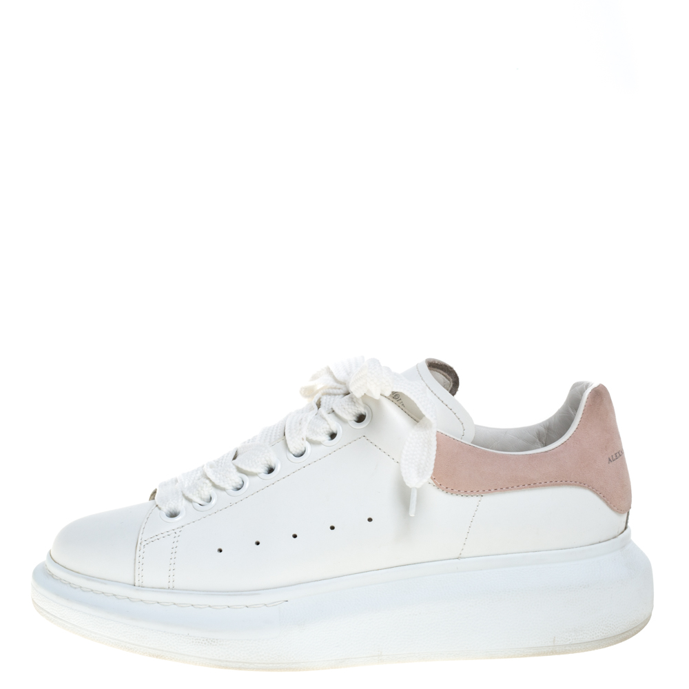 

Alexander McQueen White/Pink Leather and Suede Larry Low Top Sneakers Size