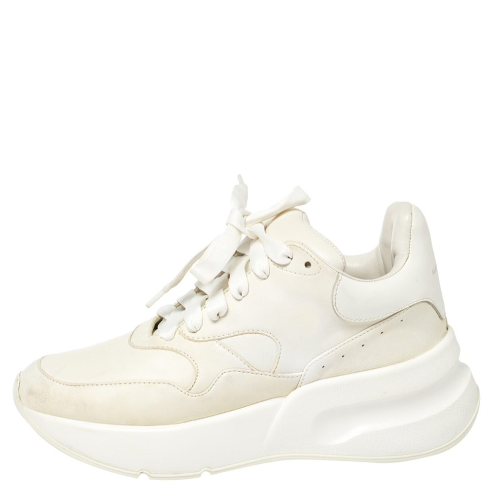 

Alexander McQueen White Leather Oversized Sneakers Size