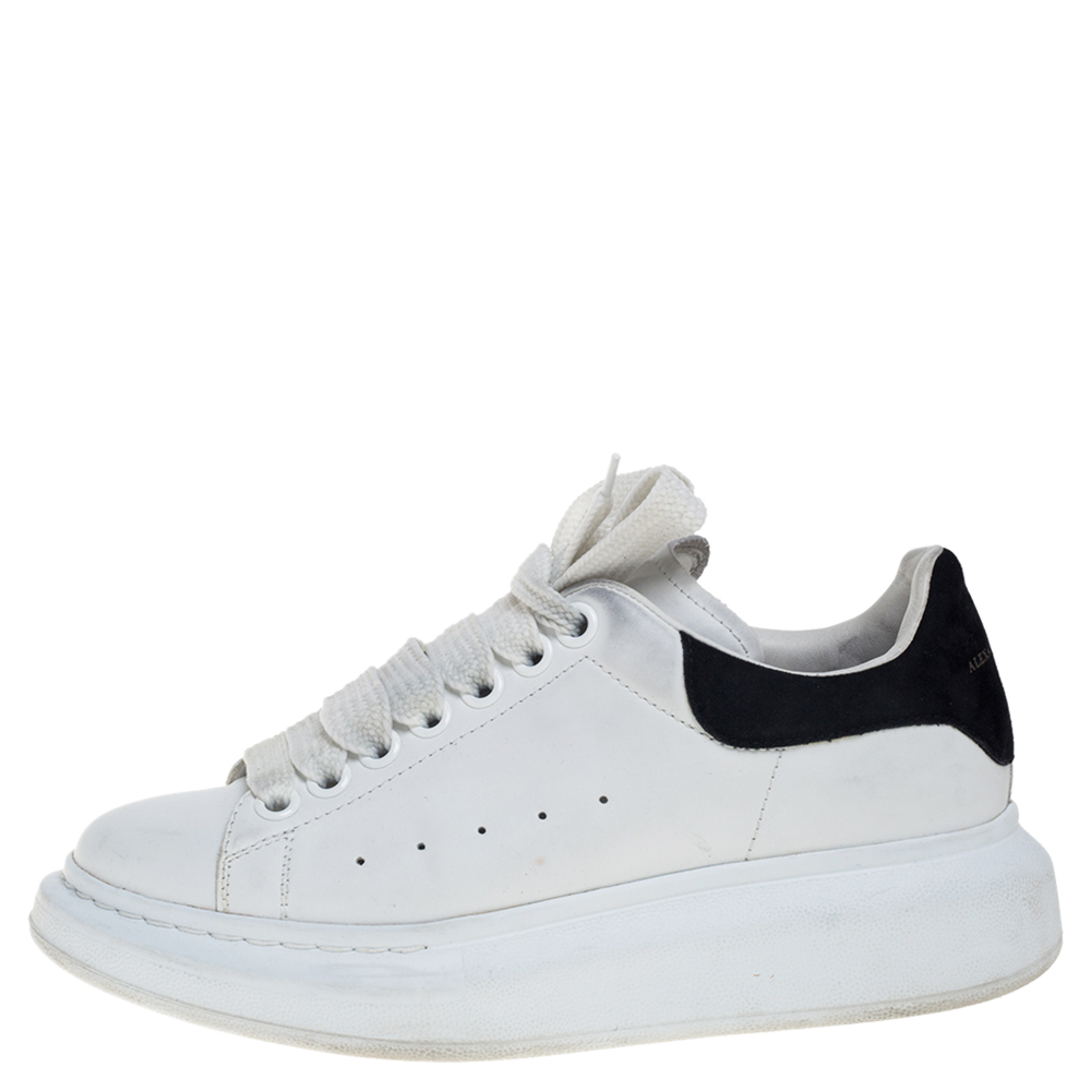 

Alexander McQueen White/Black Leather And Suede Larry Sneakers Size