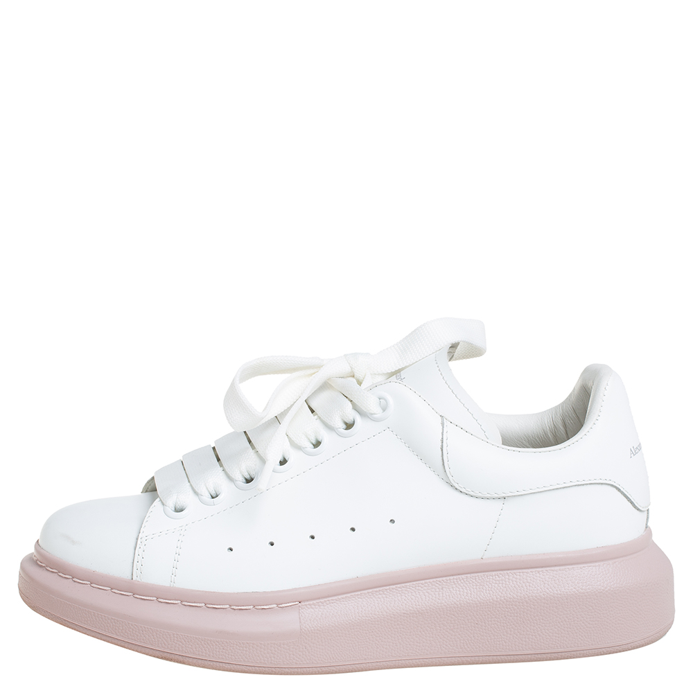

Alexander McQueen White Leather Larry Sneakers Size