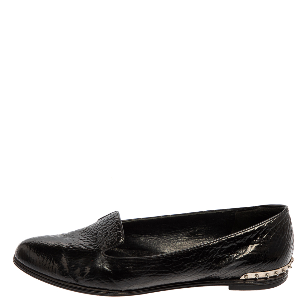 

Alexander McQueen Black Leather Smoking Slippers Size