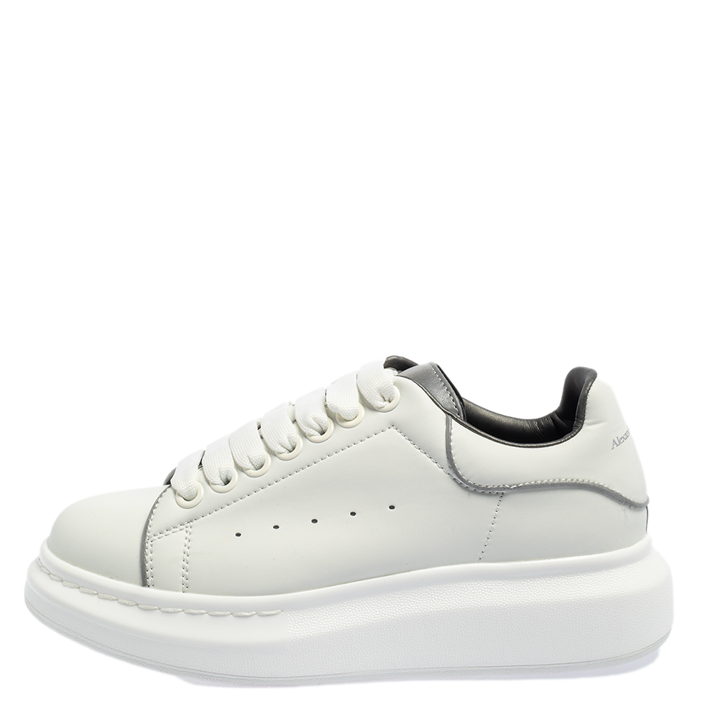 

Alexander McQueen White Leather Lace Up Platform Sneakers Size