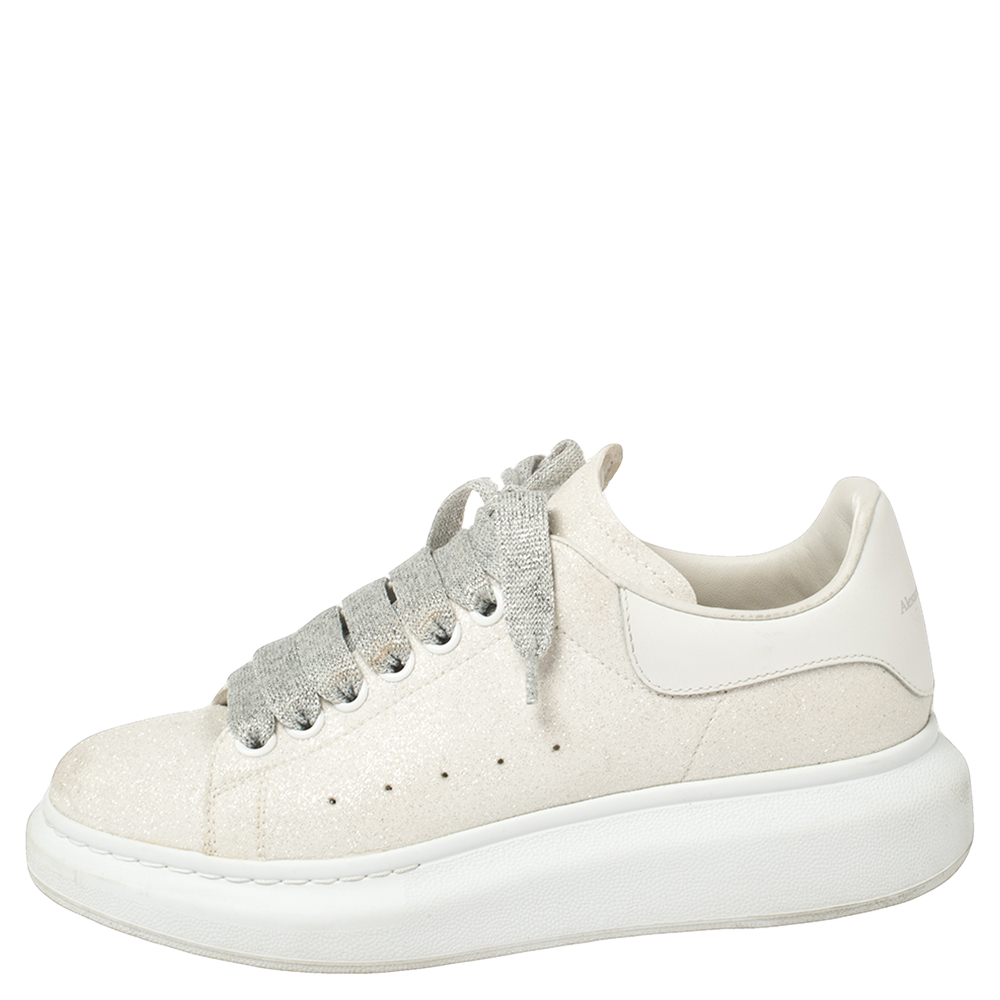 

Alexander McQueen Cream White Glitter Runway Sneakers Size