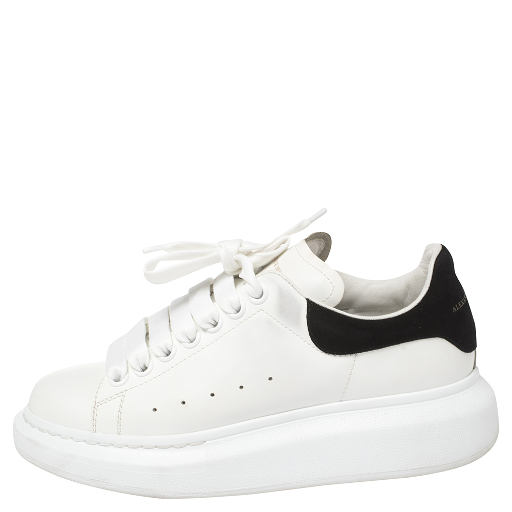 

Alexander McQueen White/Black Leather And Suede Oversized Sneakers Size