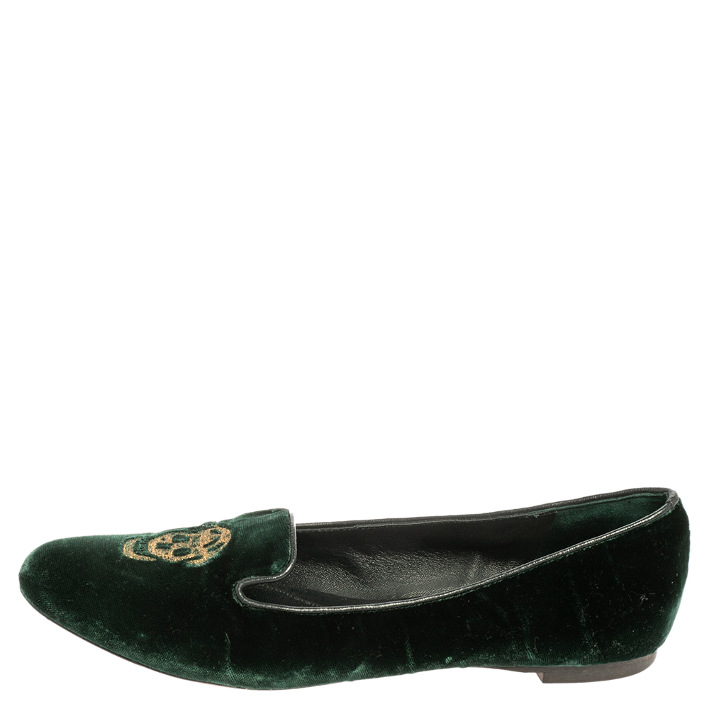 

Alexander McQueen Green Velvet Skull Smoking Slippers Size