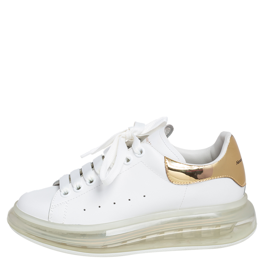 

Alexander McQueen White/Gold Oversized Clear Sole Sneakers Size EU