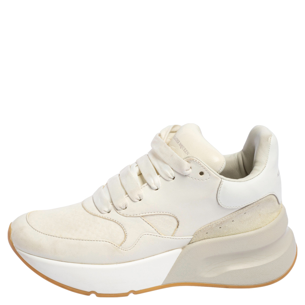 

Alexander McQueen White Leather And Mesh Oversized Runner Low Top Sneakers Size