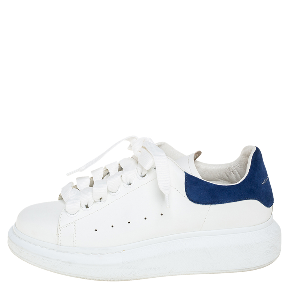 

Alexander McQueen White/Blue Leather Oversized Sneakers Size