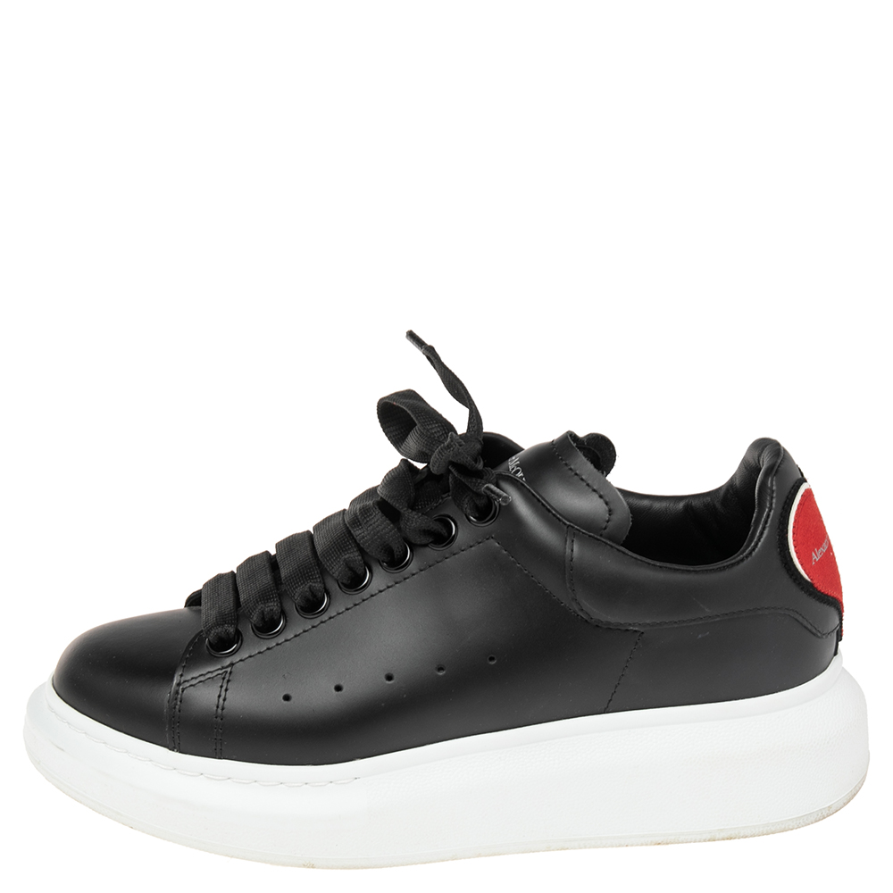 

Alexander McQueen Black/Red Leather And Suede Larry Low Top Sneakers Size