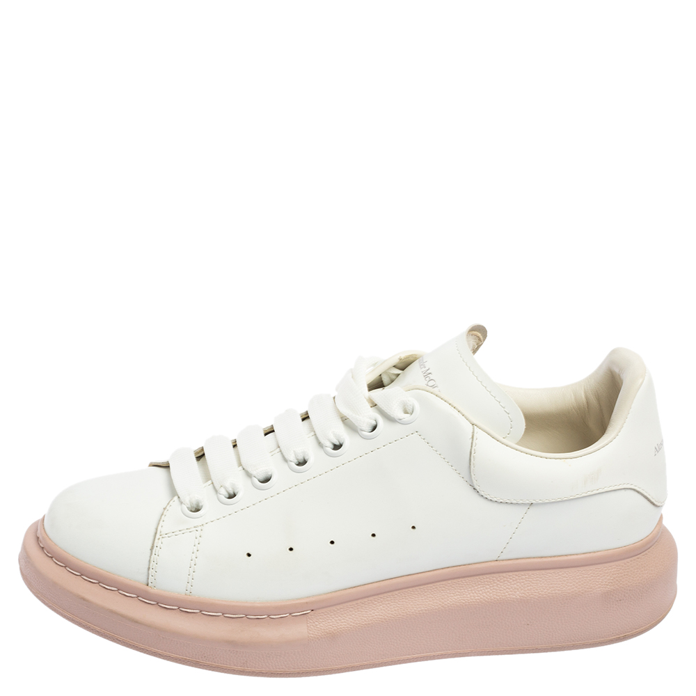 

Alexander McQueen White/Pink Leather Oversized Sneakers Size