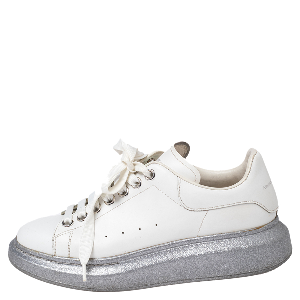 

Alexander McQueen White Leather Larry Platform Sneakers Size