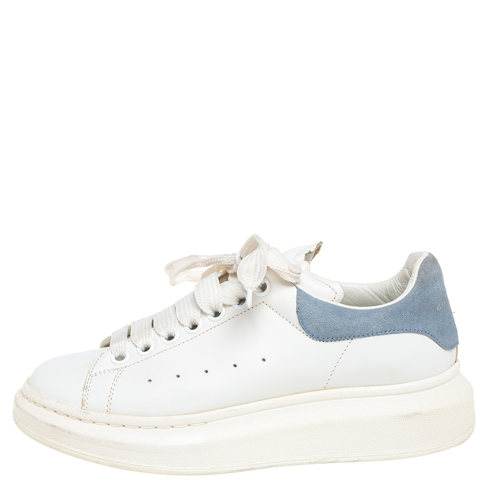 

Alexander McQueen Light Blue/White Leather and Suede Larry Sneakers Size