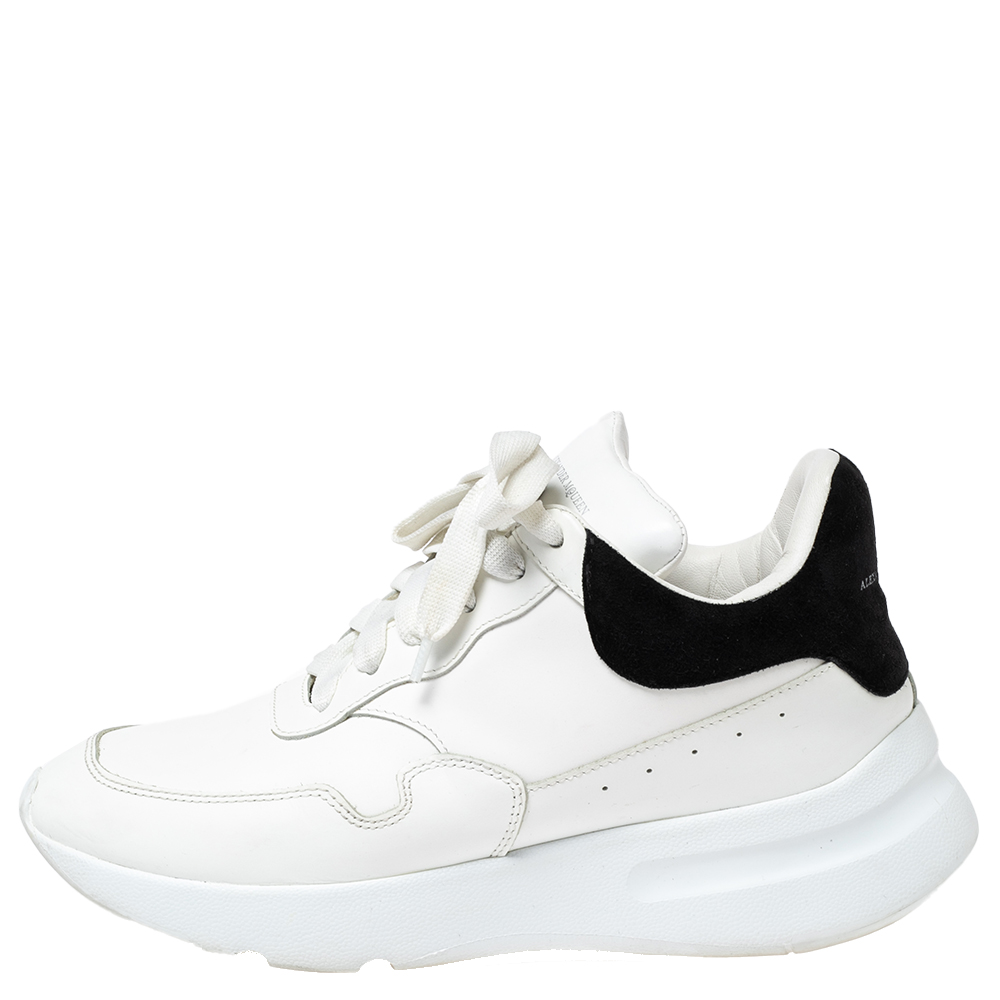 

Alexander McQueen White/Black Leather Oversized Runner Sneakers Size