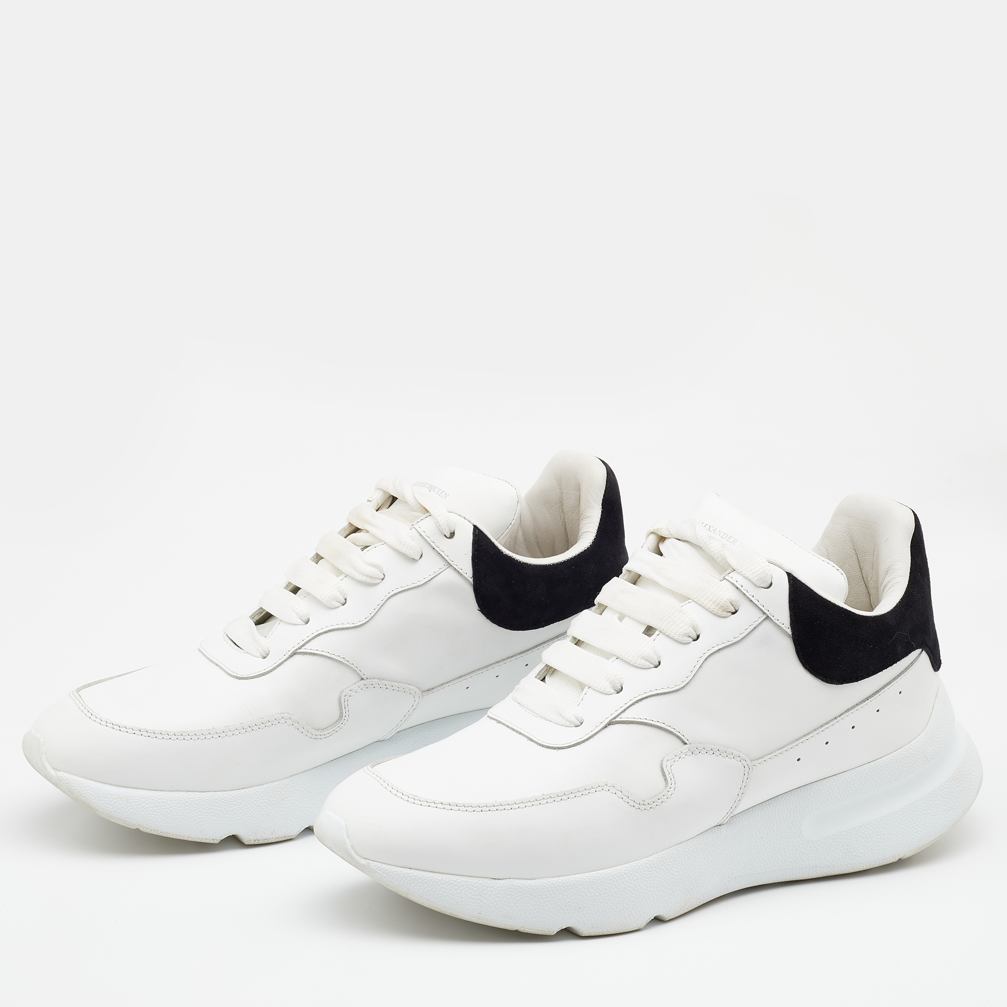 

Alexander McQueen White/Black Suede And Leather Larry Sneakers Size