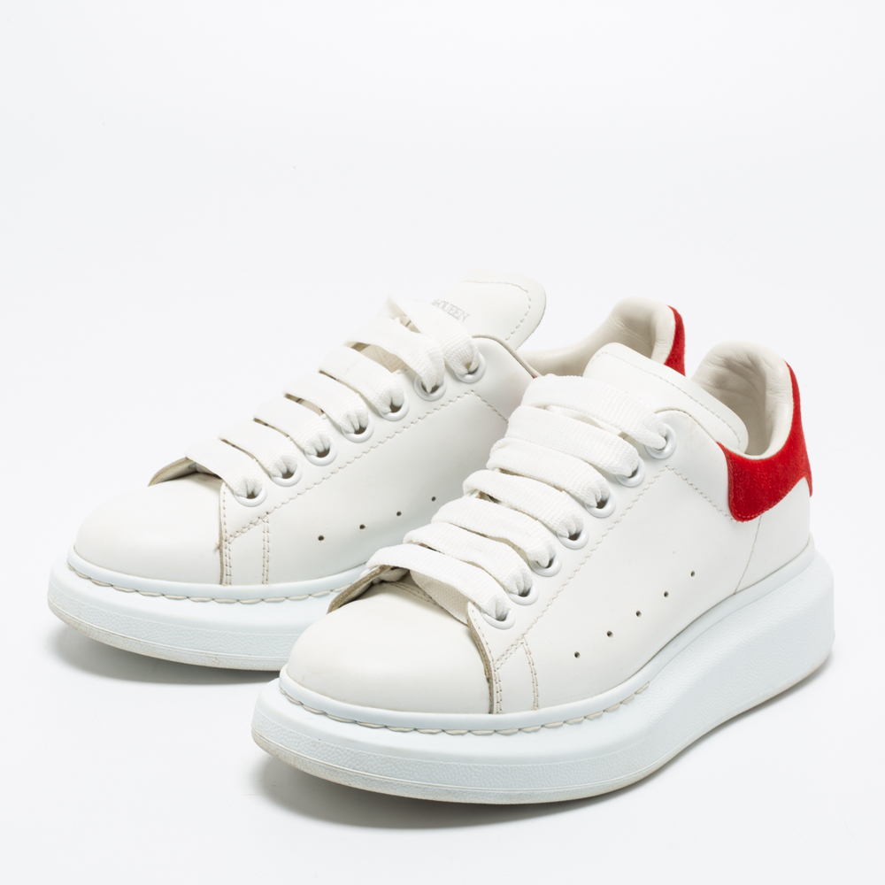 

Alexander McQueen White/Red Leather Oversized Low Top Sneakers Size
