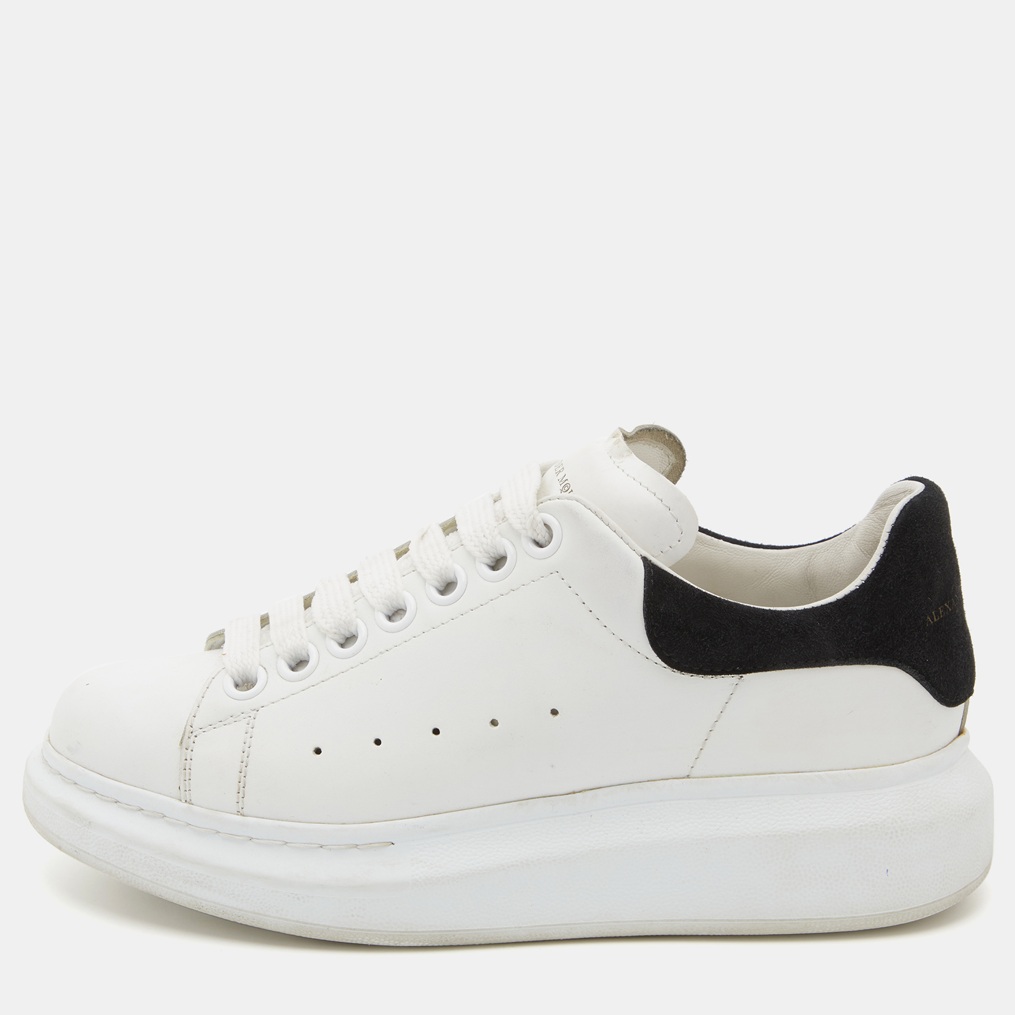 Pre Owned Alexander McQueen White Leather Oversized Low Top Sneakers Size 36.5