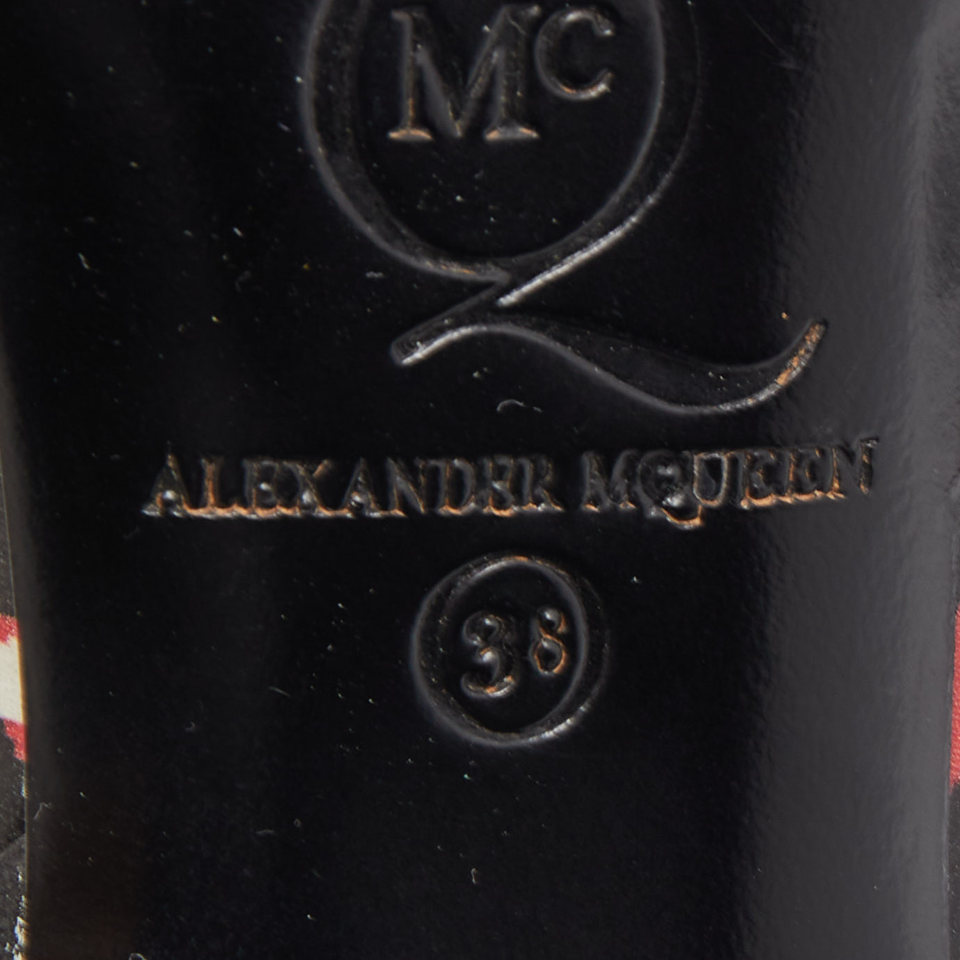 Alexander McQueen Tricolor Pixel Print Leather Lex D`orsay Pumps Size 38 
