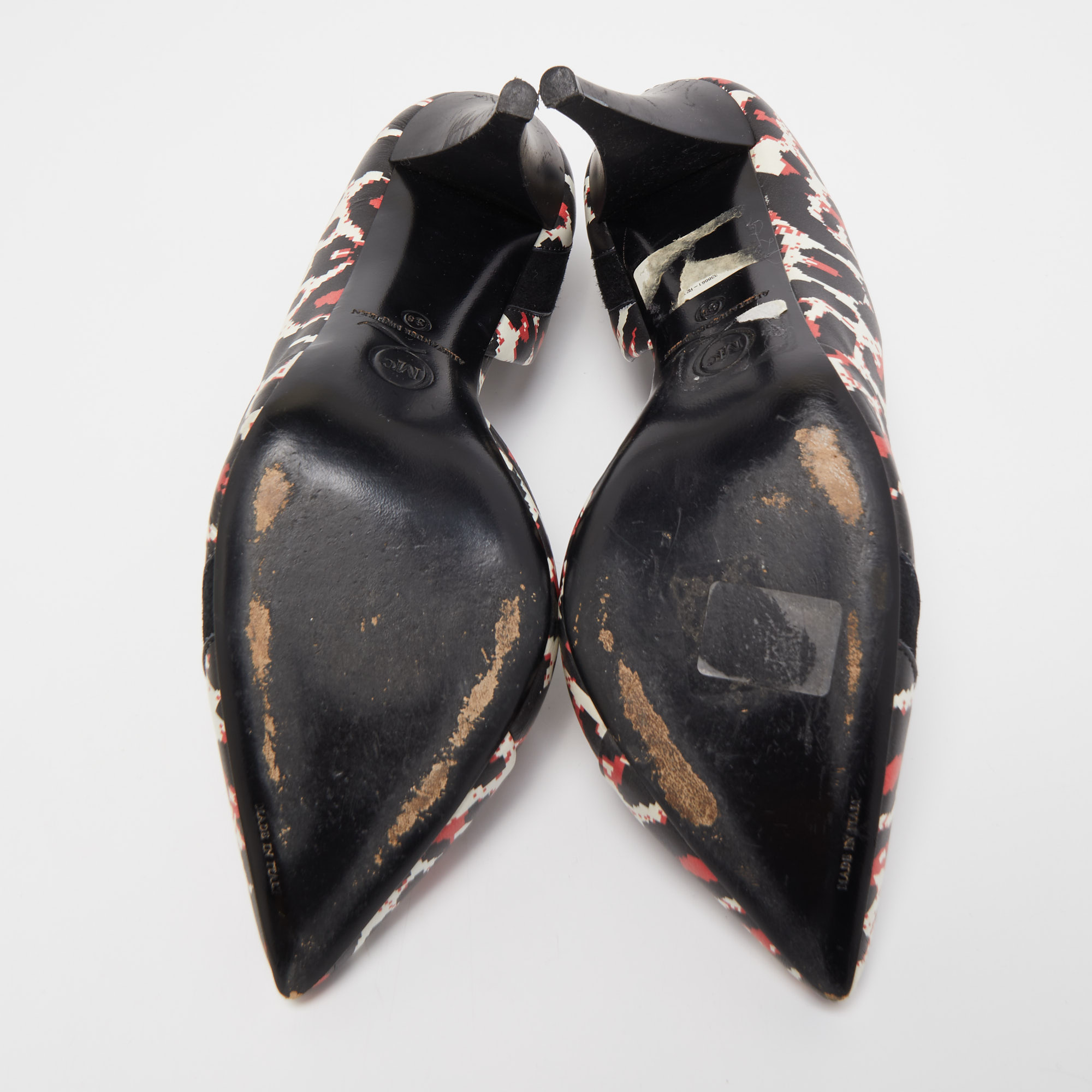 Alexander McQueen Tricolor Pixel Print Leather Lex D`orsay Pumps Size 38 