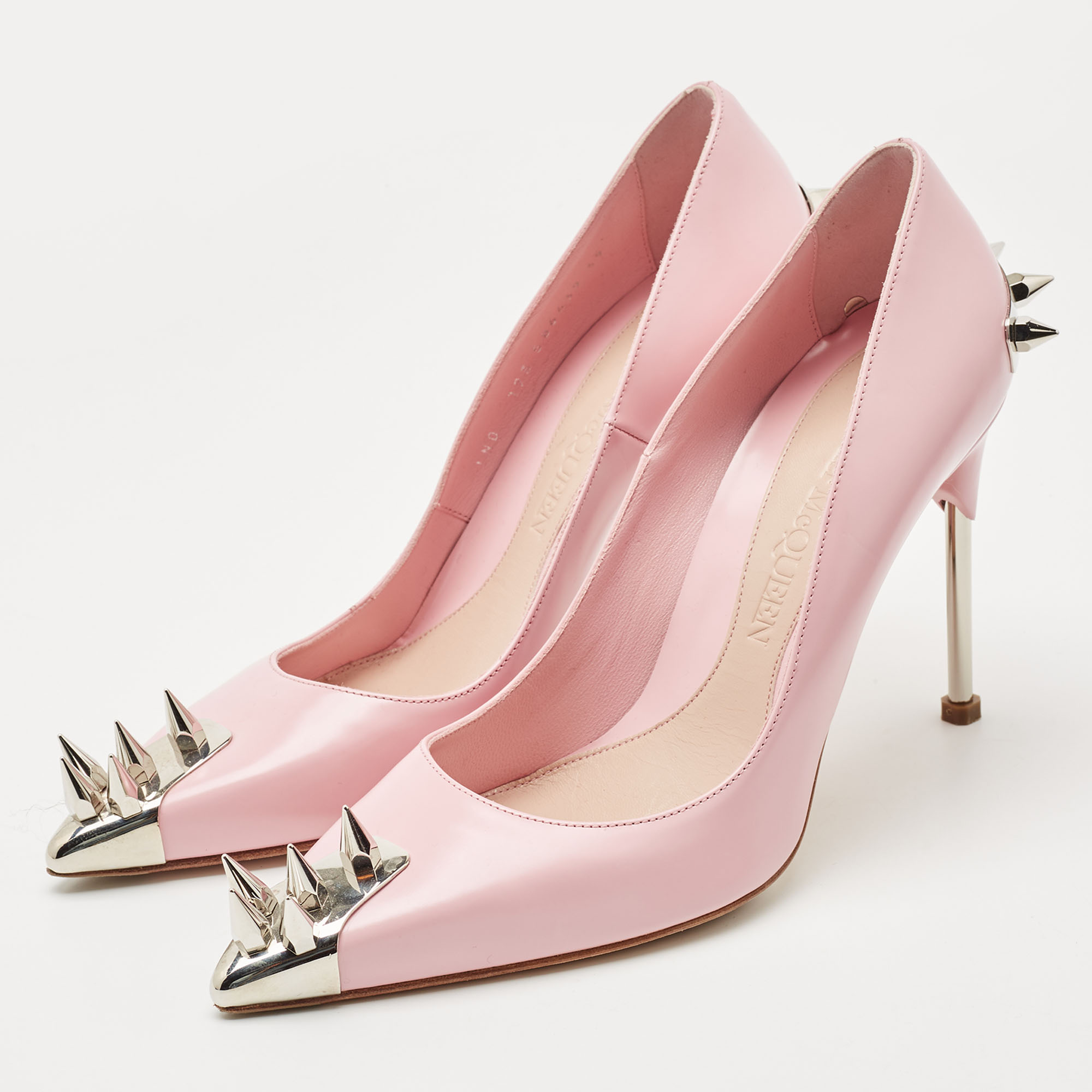 

Alexander McQueen Pink Leather Spike Pumps Size