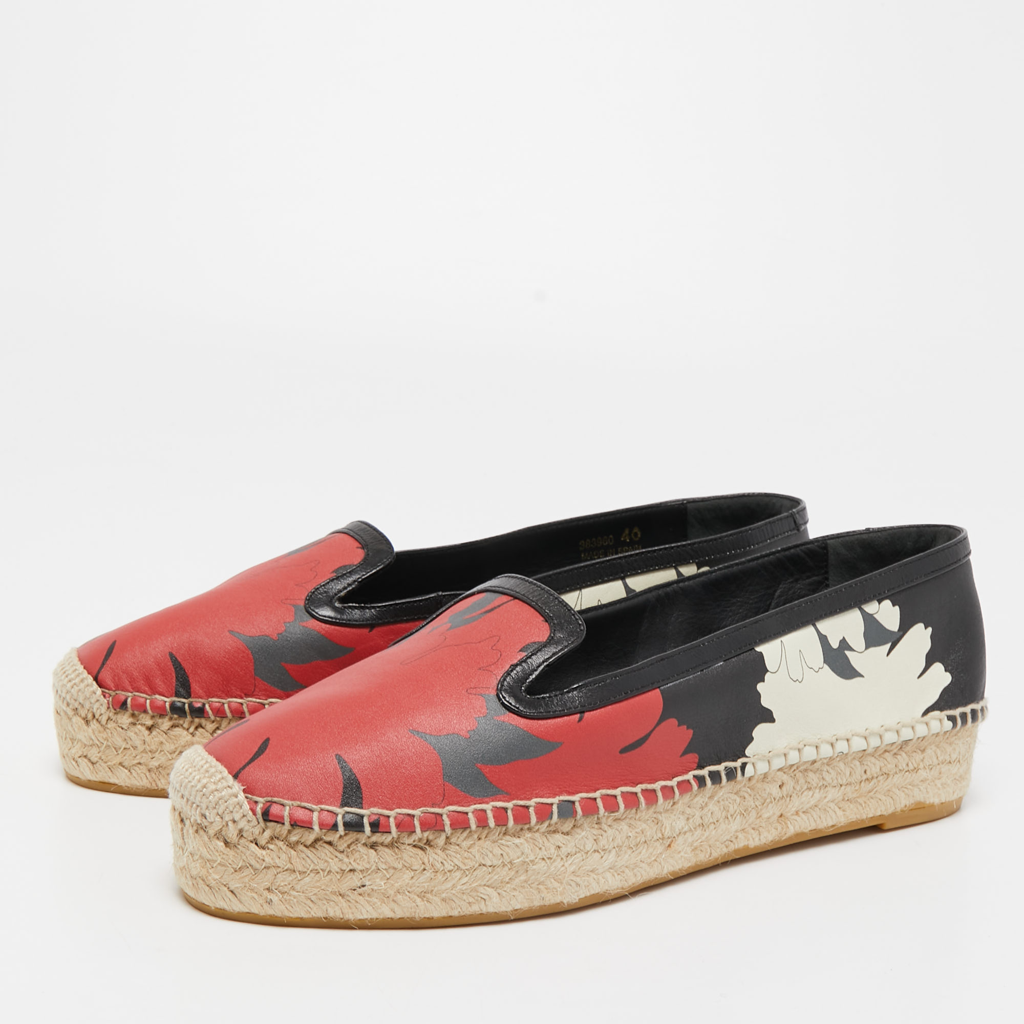 

Alexander McQueen Tricolor Leather Espadrille Flats Size, Red