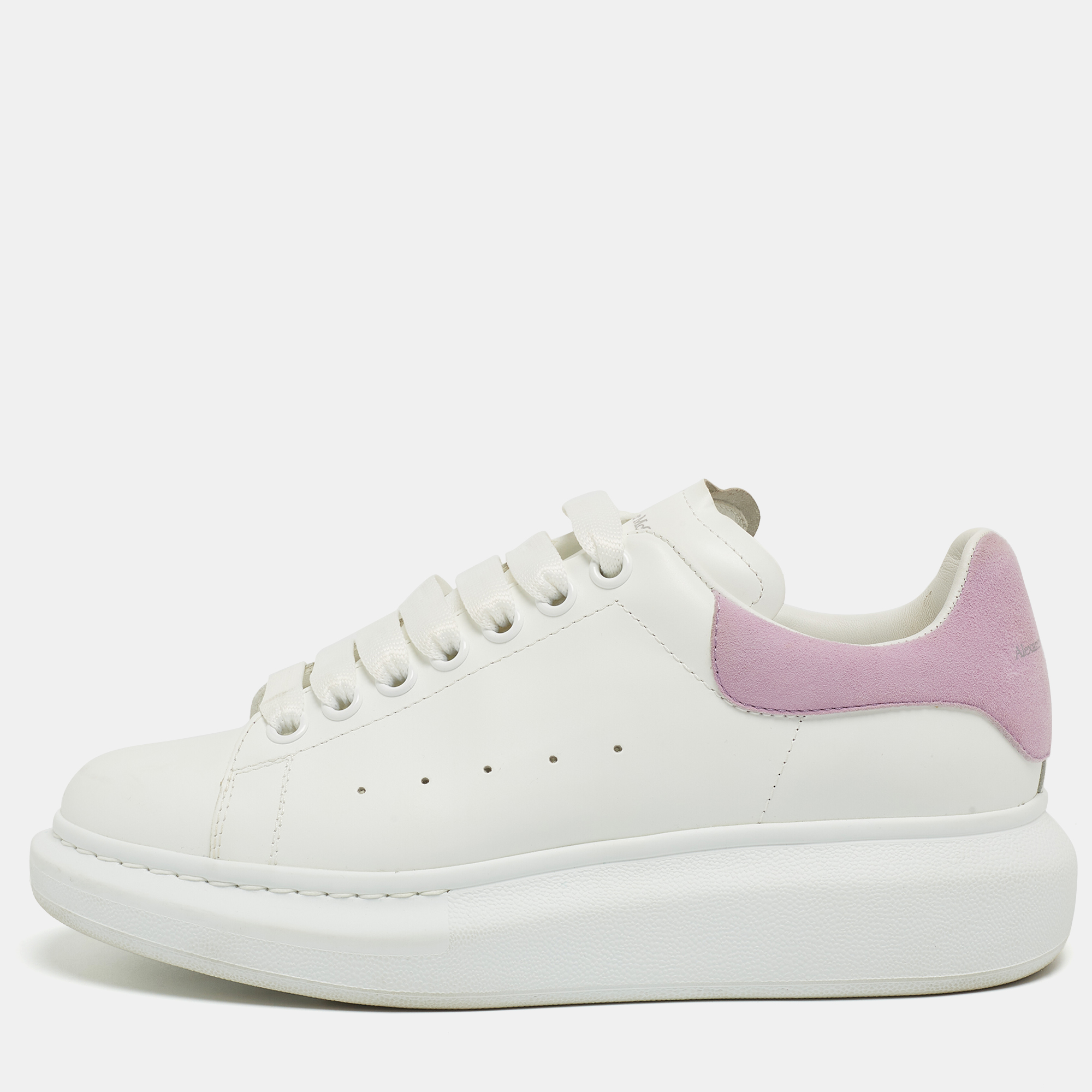 Pre Owned Alexander McQueen White/Purples Suede and Leather Oversized Sneakers Size 39
