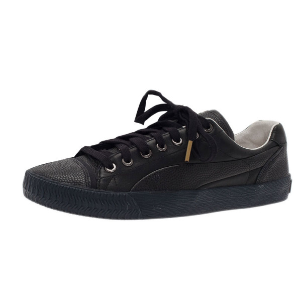 Alexander McQueen for Puma Black Leather Street Climb Low Top Sneakers Size 40.5