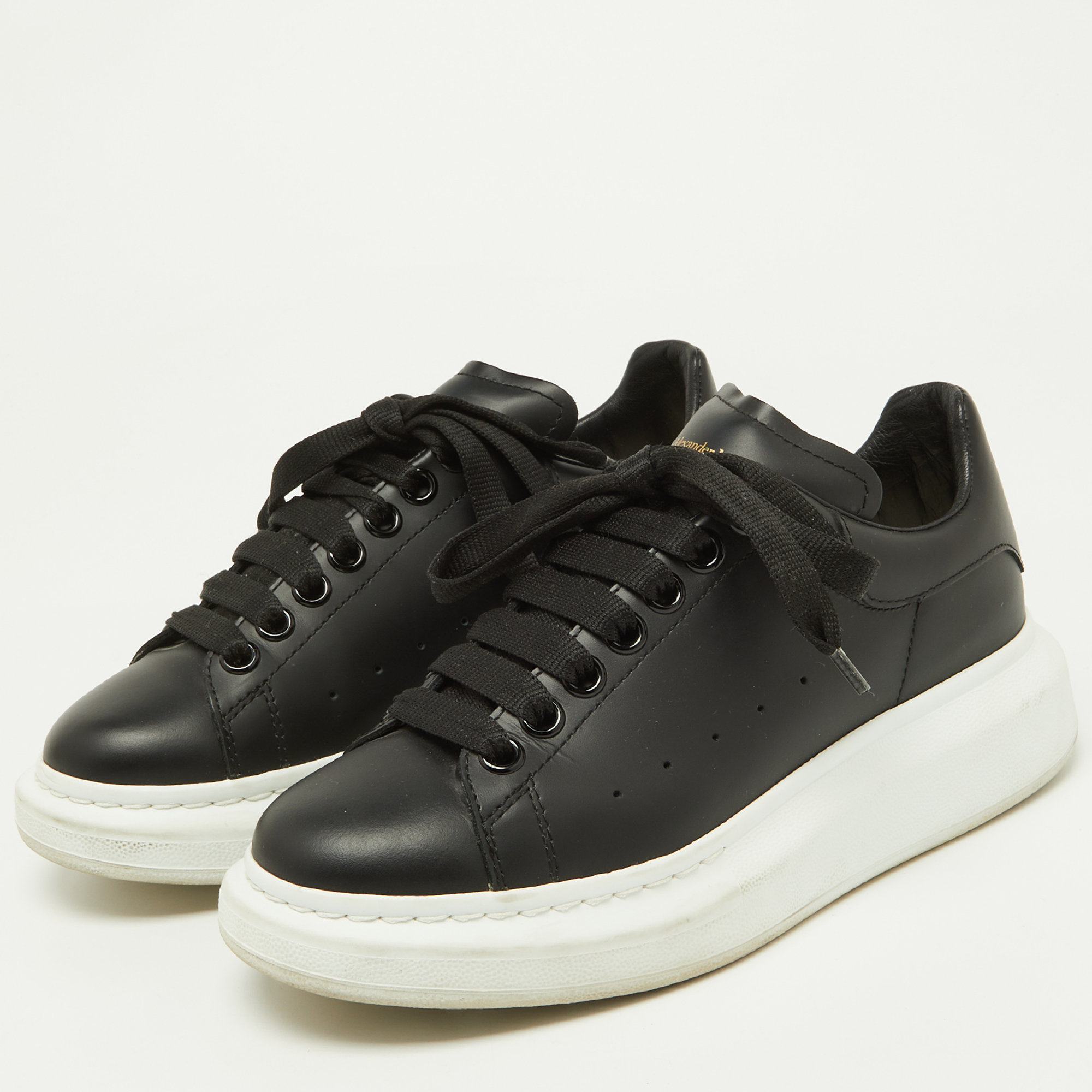 

Alexander McQueen Black Leather Oversized Sneakers Size