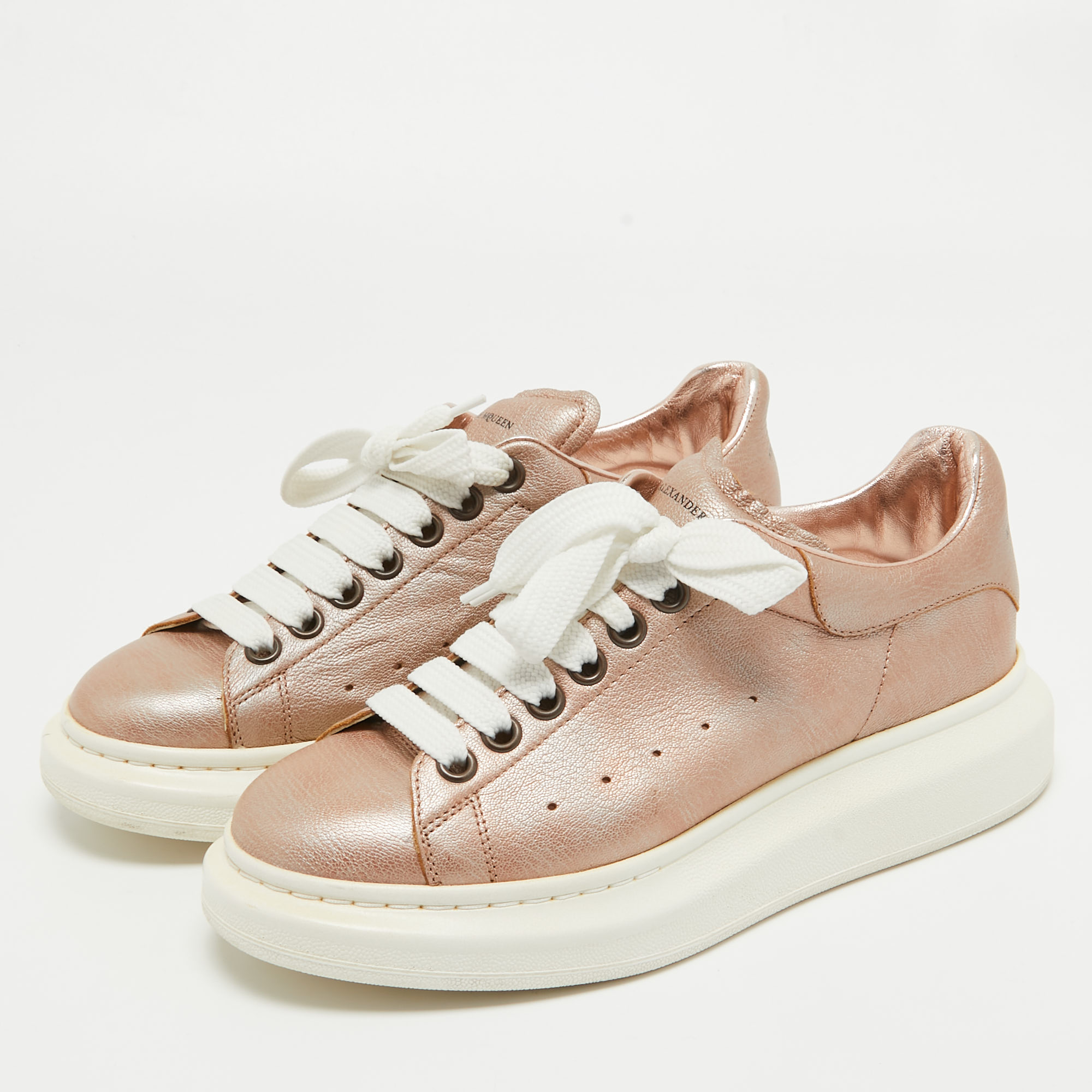 

Alexander McQueen Pink Leather Oversized Sneakers Size