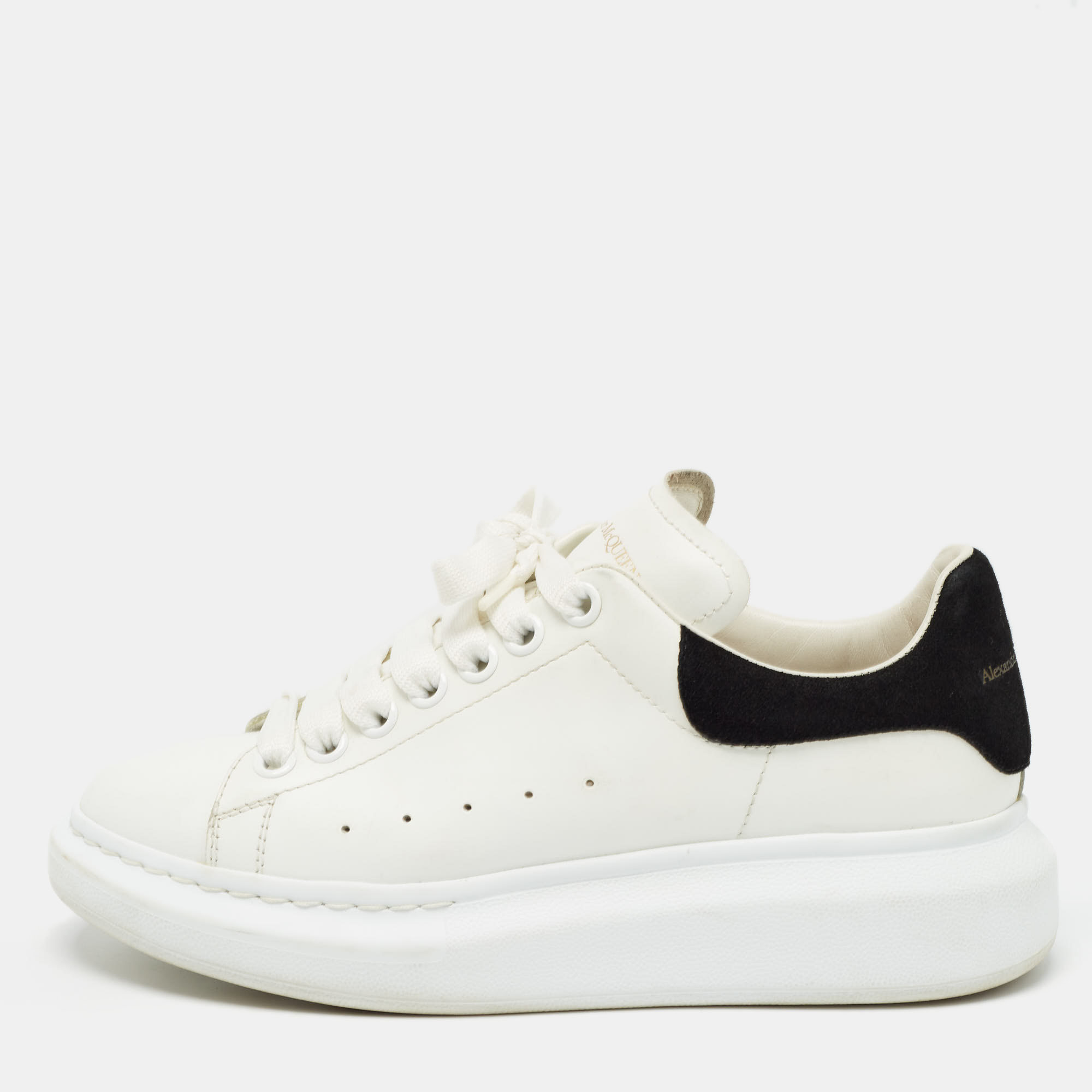 

Alexander McQueen White/Black Leather Larry Sneakers Size