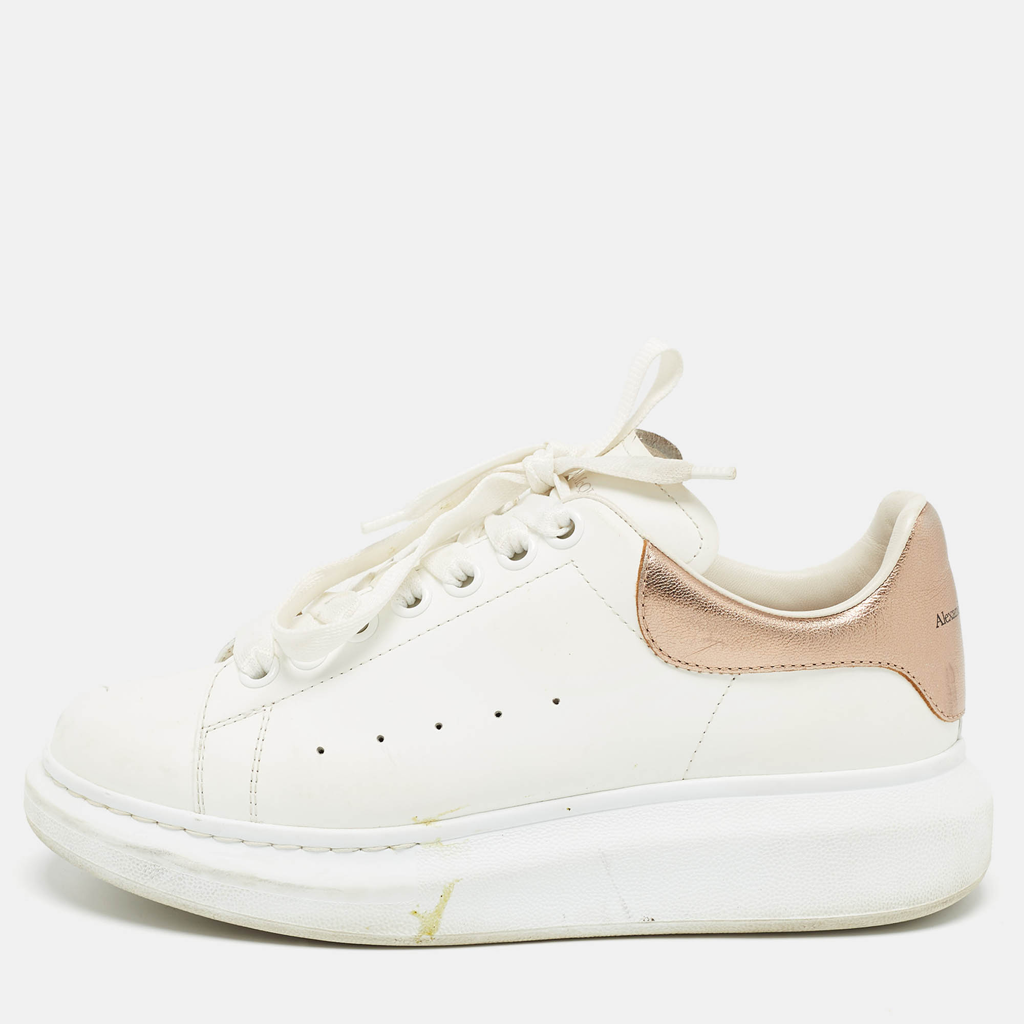 Pre-owned Alexander Mcqueen White Leather Oversized Trainers Size 38
