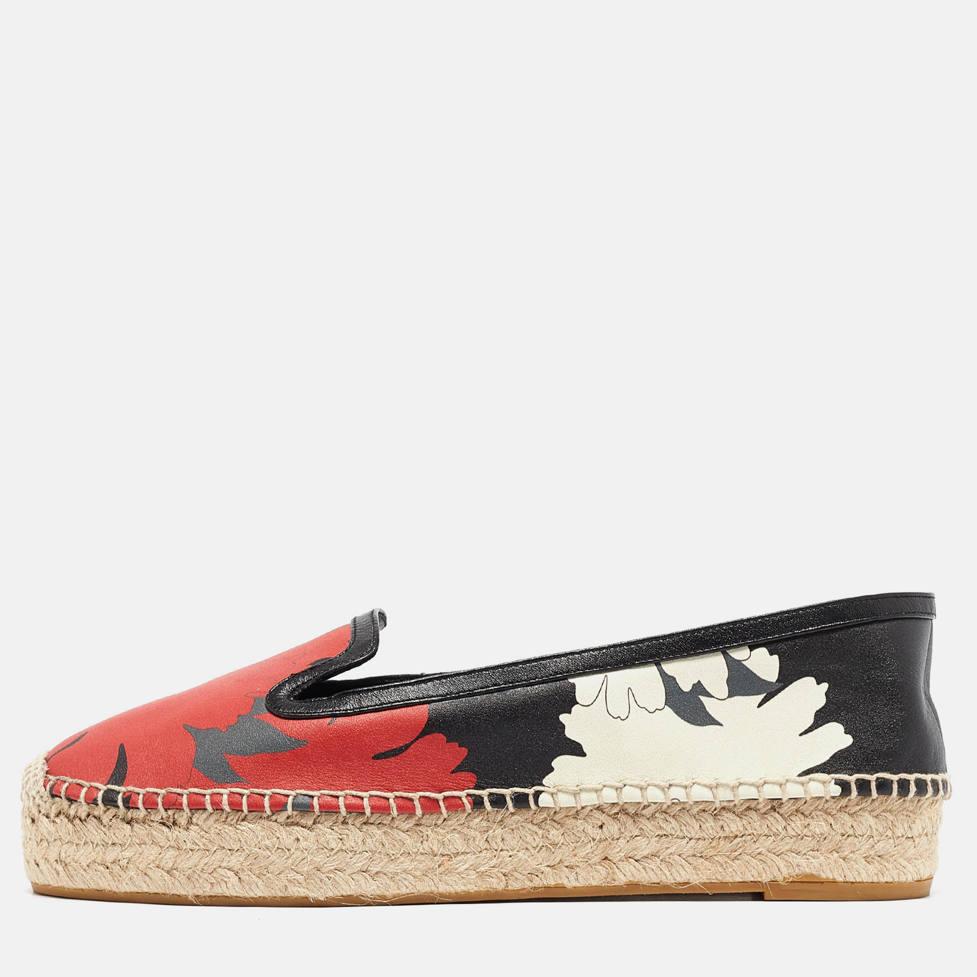 

Alexander McQueen Multicolor Printed Leather Espadrilles Flats Size