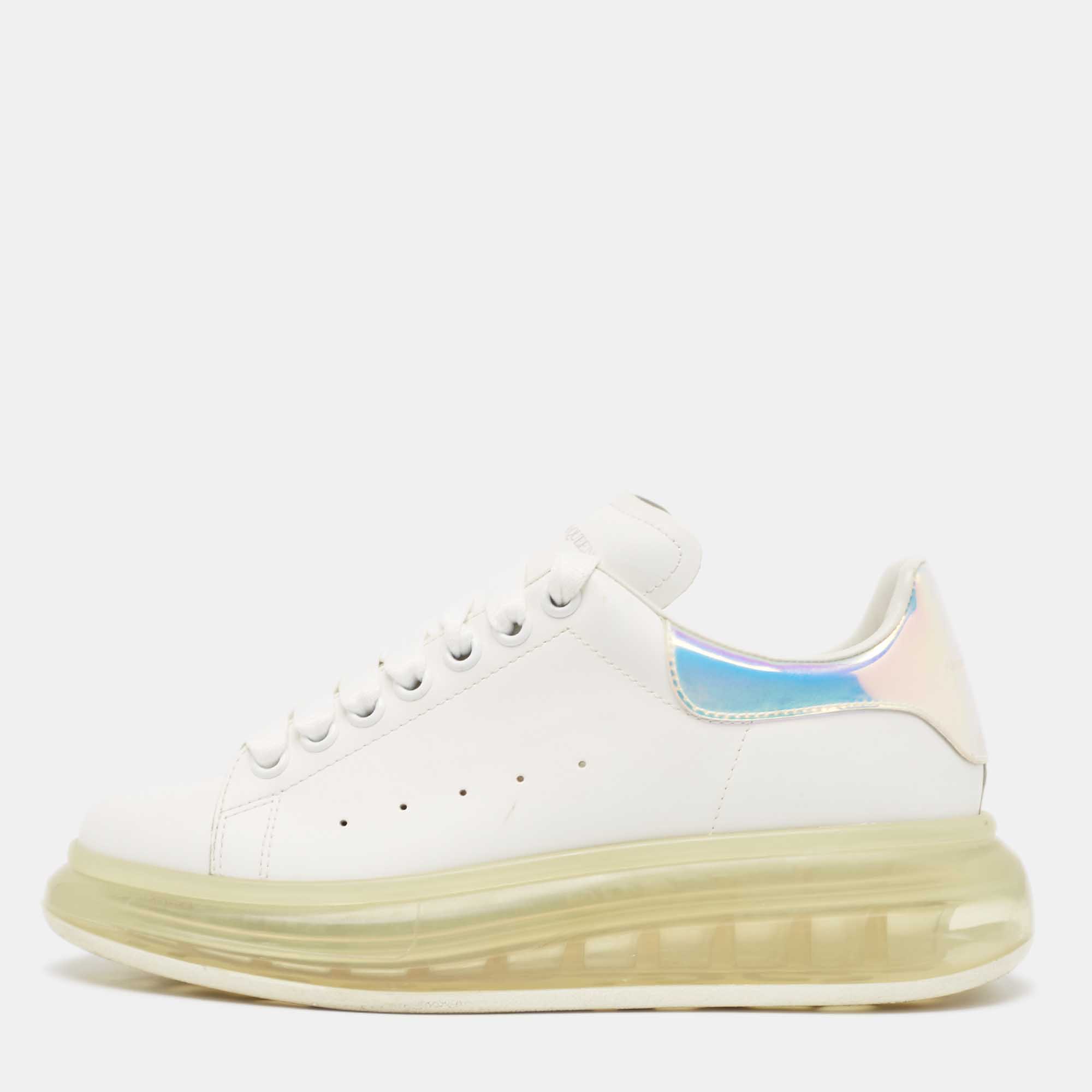 

Alexander McQueen White/ Iridescent Leather Oversized Sneakers Size