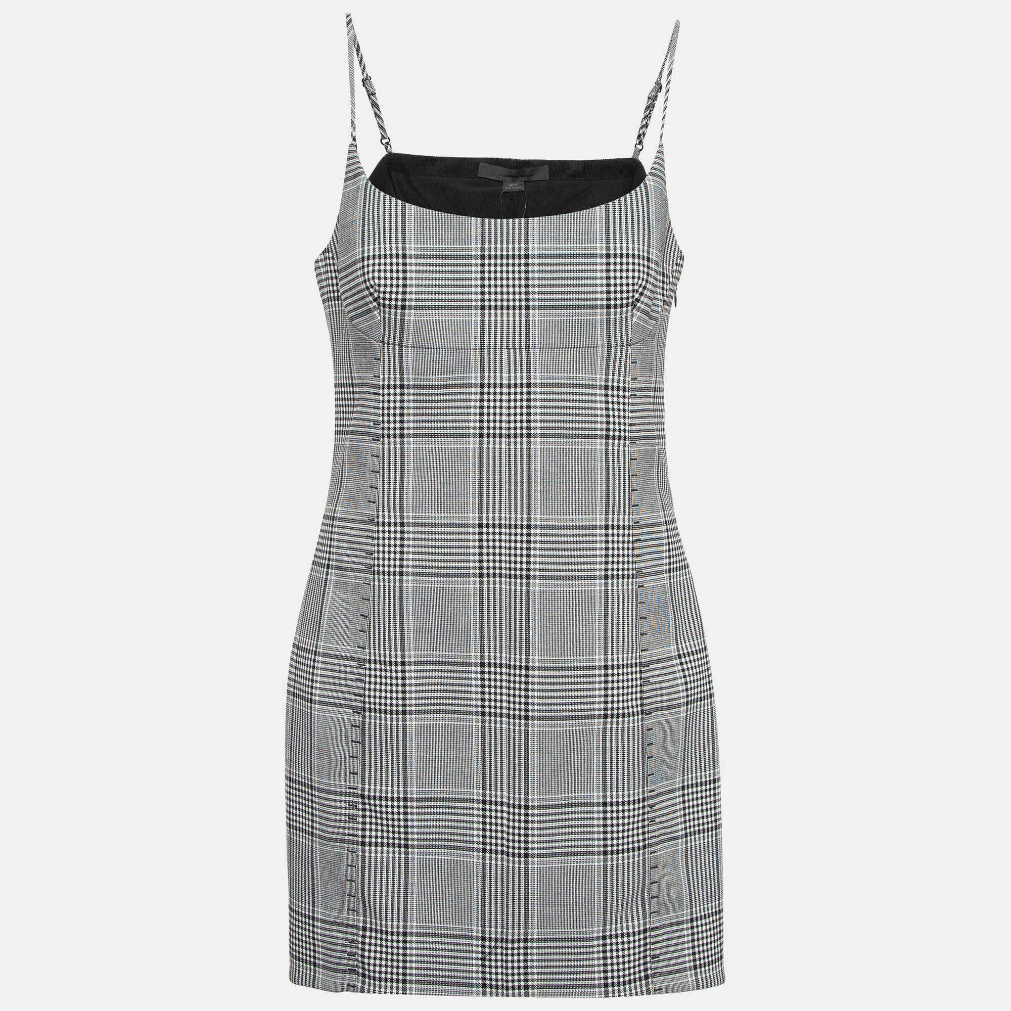 

Alexander Wang Grey Plaid Wool Blend Scoop Neck Mini Dress L