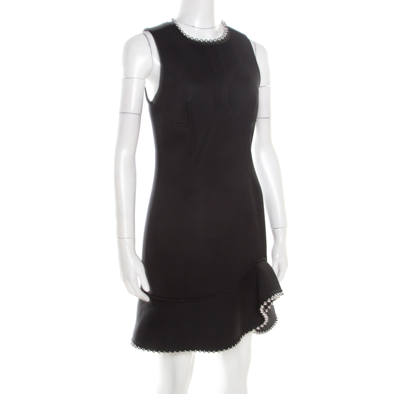 

Alexander Wang Black Embellished Trim Peplum Shift Dress