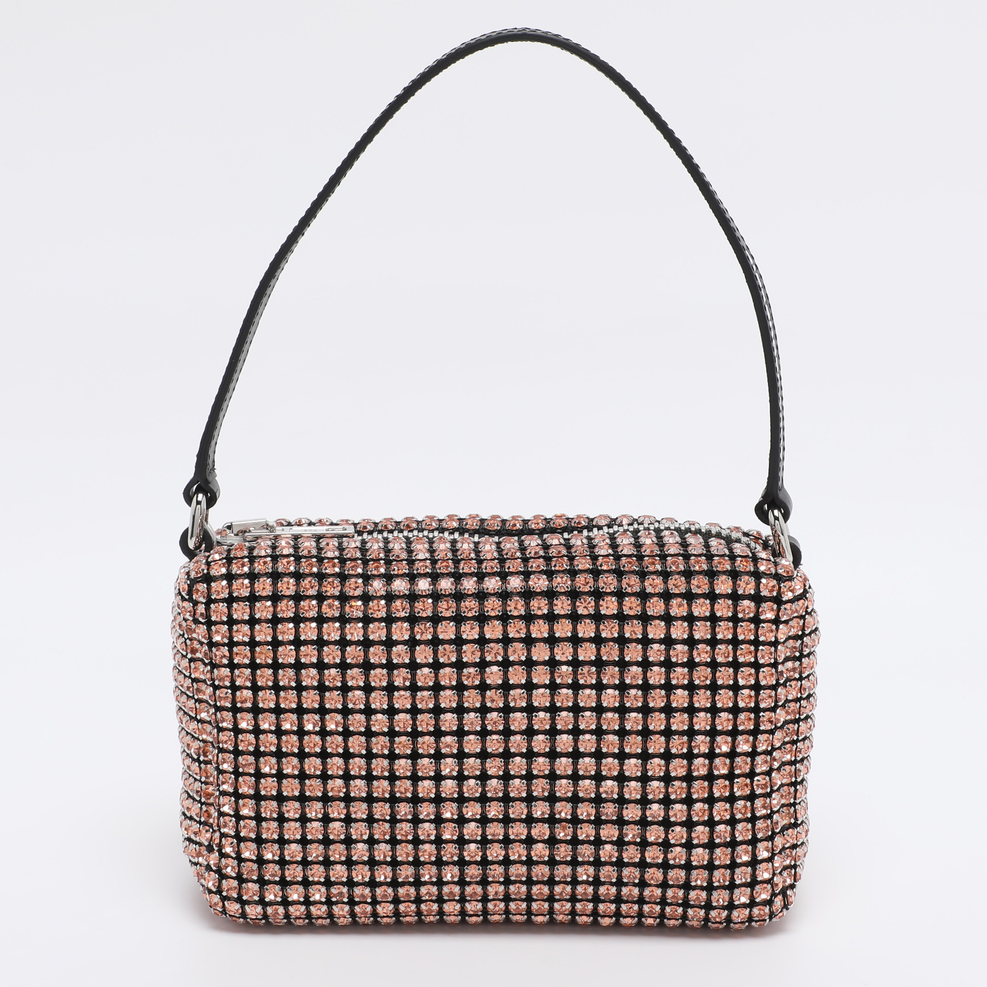 Pre-owned Alexander Wang Orange Crystal Embellished Mesh Medium Heiress Pouch