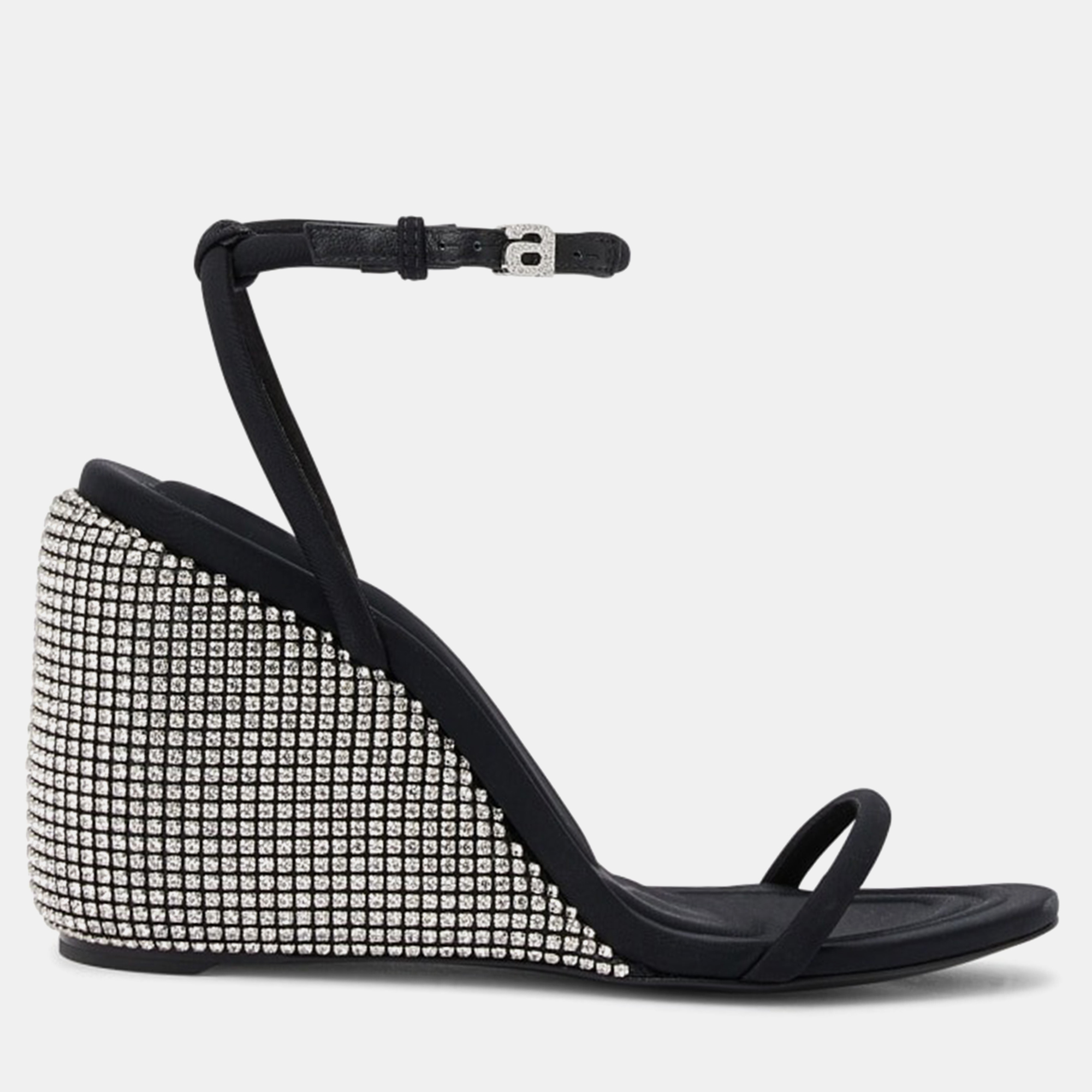 

Alexander Wang black Leather Dahlia 95 Crystal Wedge Sandal