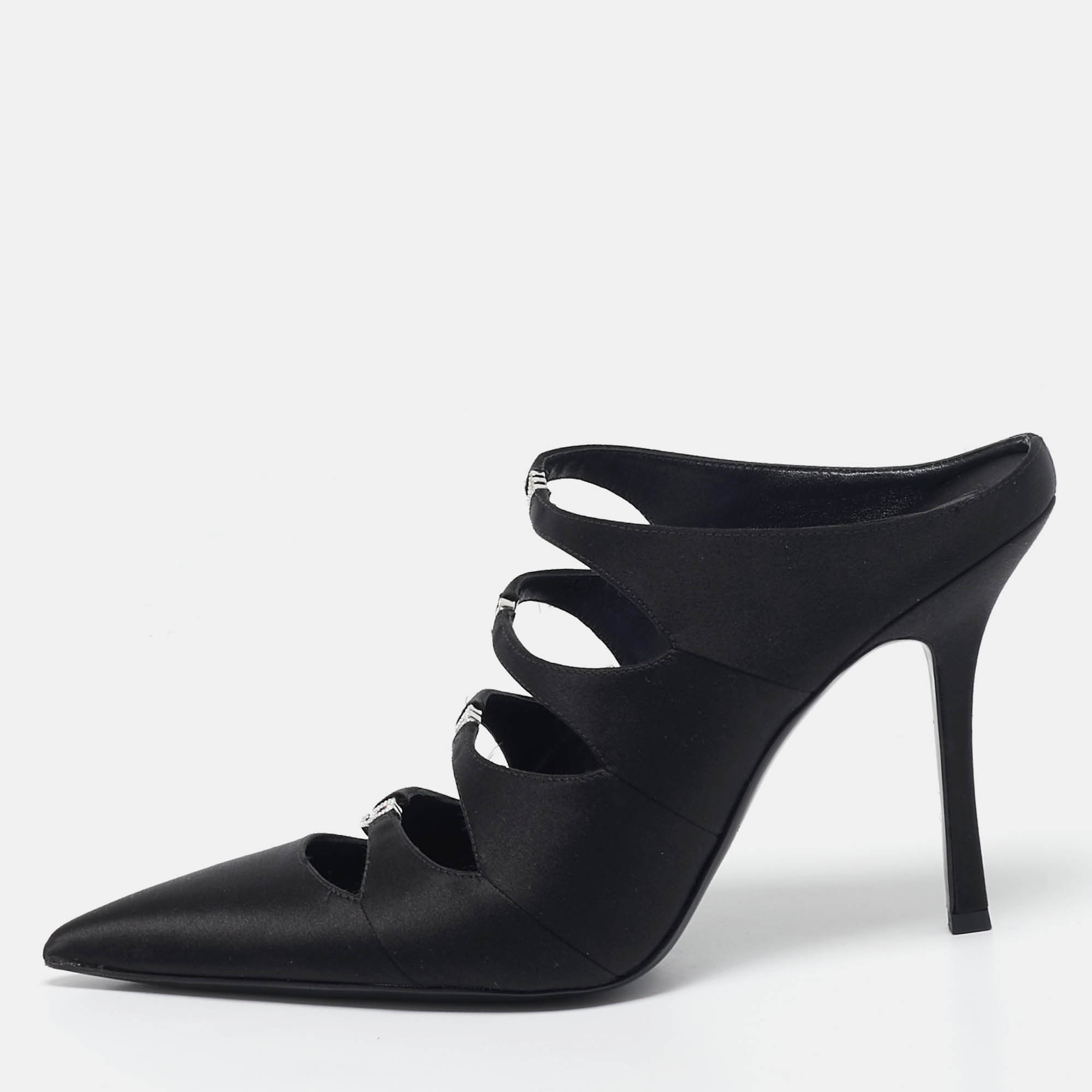 

Alexander Wang Black Satin Lolita Heel Mules Size